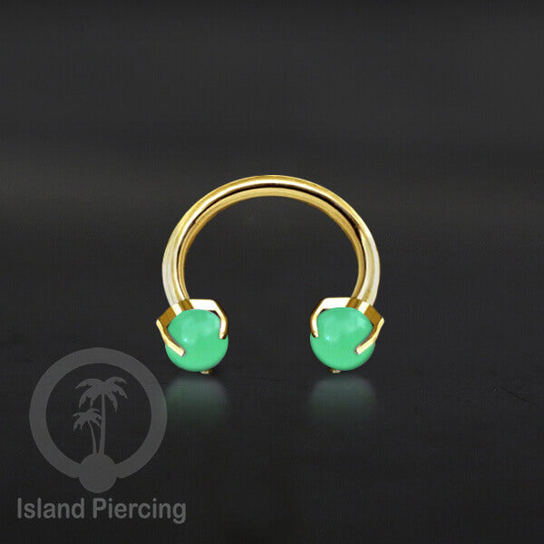 Circular Barbell Piercing dan Septum Jewelry warna gold dengan batu bentuk bola