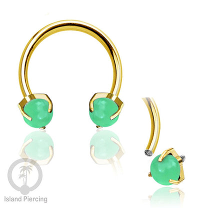 Circular Barbell Piercing dan Septum Jewelry warna gold dengan batu bentuk bola