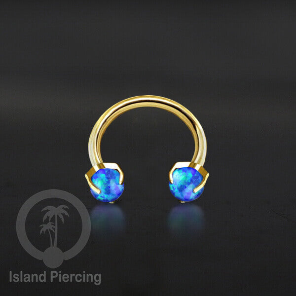 Circular Barbell Piercing dan Septum Jewelry warna gold dengan batu bentuk bola