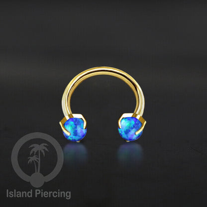Circular Barbell Piercing dan Septum Jewelry warna gold dengan batu bentuk bola