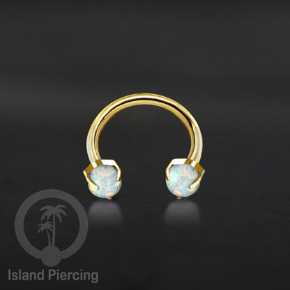 Circular Barbell Piercing dan Septum Jewelry warna gold dengan batu bentuk bola