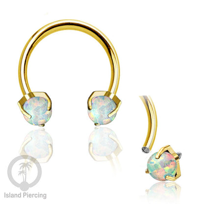 Circular Barbell Piercing dan Septum Jewelry warna gold dengan batu bentuk bola