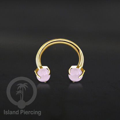 Circular Barbell Piercing dan Septum Jewelry warna gold dengan batu bentuk bola