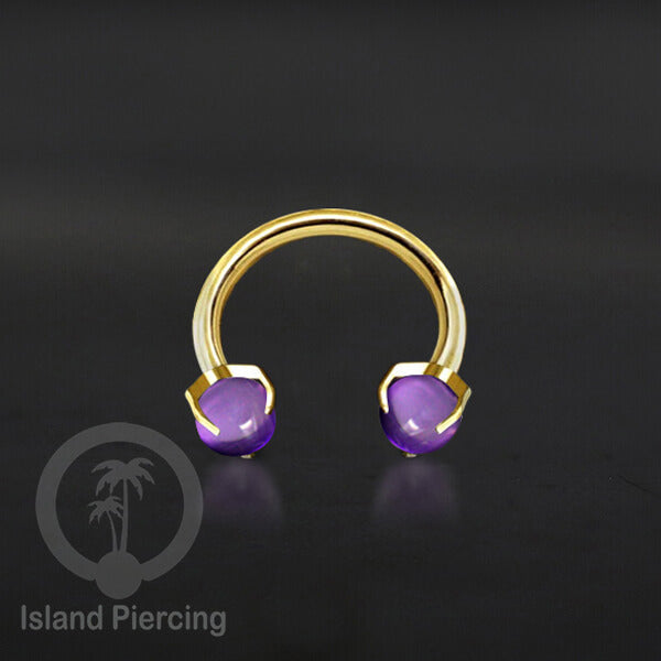 Circular Barbell Piercing dan Septum Jewelry warna gold dengan batu bentuk bola