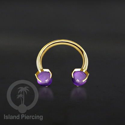 Circular Barbell Piercing dan Septum Jewelry warna gold dengan batu bentuk bola