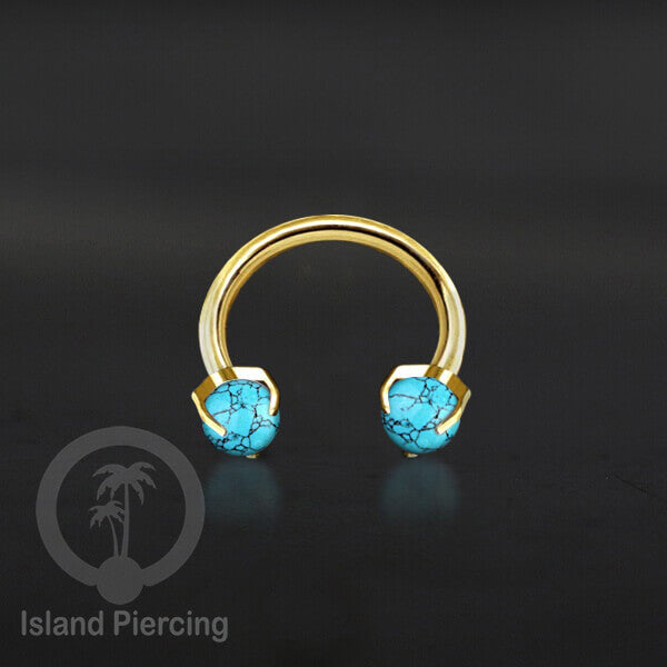 Circular Barbell Piercing dan Septum Jewelry warna gold dengan batu bentuk bola