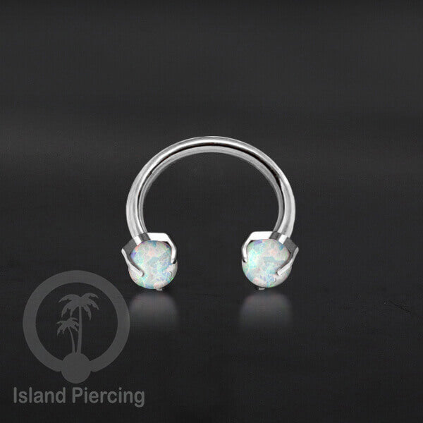 Circular Barbell Piercing dan Septum Jewelry warna silver dengan batu bentuk bola