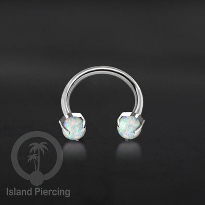 Circular Barbell Piercing dan Septum Jewelry warna silver dengan batu bentuk bola