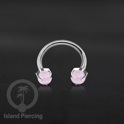 Circular Barbell Piercing dan Septum Jewelry warna silver dengan batu bentuk bola