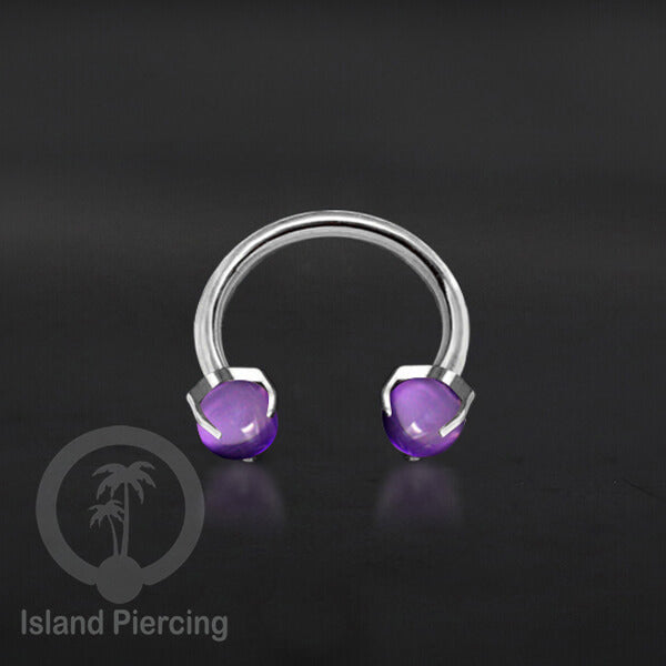 Circular Barbell Piercing dan Septum Jewelry warna silver dengan batu bentuk bola