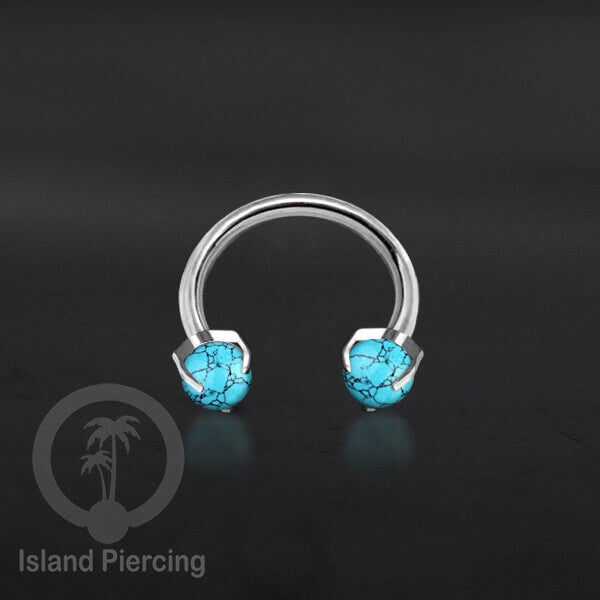 Circular Barbell Piercing dan Septum Jewelry warna silver dengan batu bentuk bola