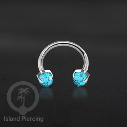 Circular Barbell Piercing dan Septum Jewelry warna silver dengan batu bentuk bola