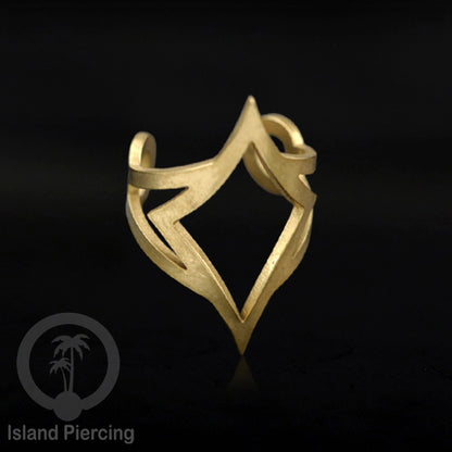 Steel Ear-cuffs warna gold, anting perhiasan stainless jepitan telinga motif yang exlusif Island Piercing