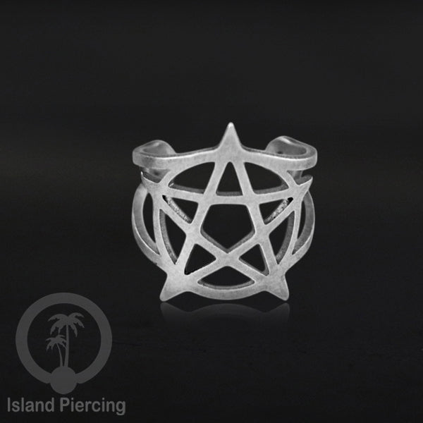 Steel Ear-cuffs waarna silver, anting perhiasan stainless jepitan telinga motif yang exlusif Island Piercing