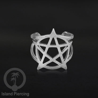 Steel Ear-cuffs waarna silver, anting perhiasan stainless jepitan telinga motif yang exlusif Island Piercing