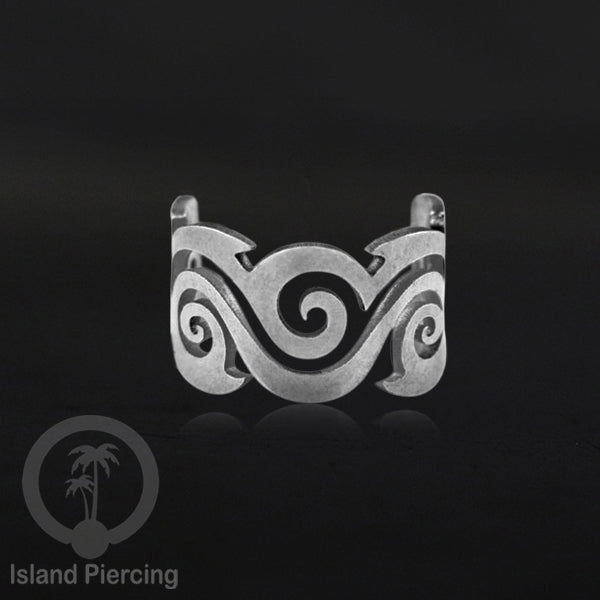 Steel Ear-cuffs waarna silver, anting perhiasan stainless jepitan telinga motif yang exlusif Island Piercing