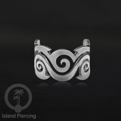 Steel Ear-cuffs waarna silver, anting perhiasan stainless jepitan telinga motif yang exlusif Island Piercing
