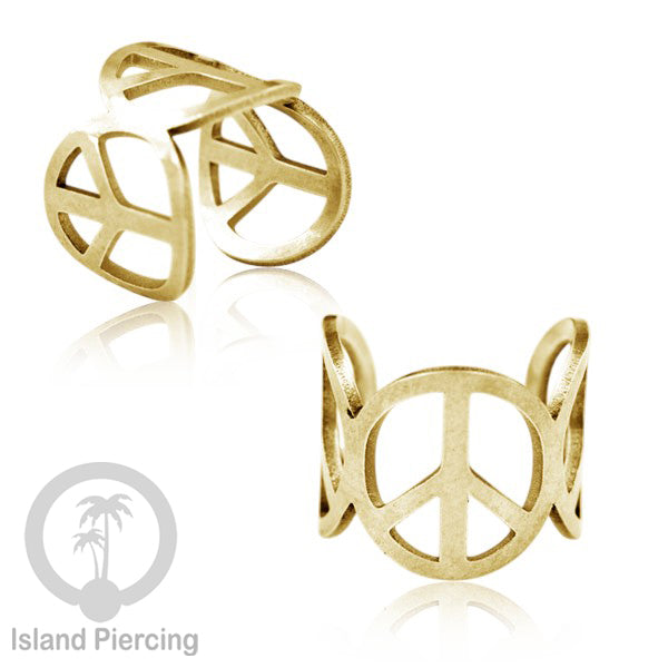 Steel Ear-cuffs warna gold, anting perhiasan stainless jepitan telinga motif yang exlusif Island Piercing