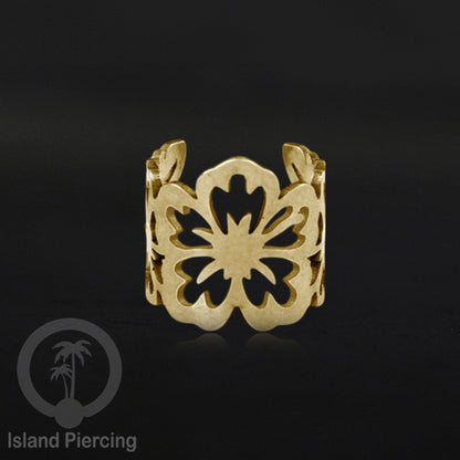 Steel Ear-cuffs warna gold, anting perhiasan stainless jepitan telinga motif yang exlusif Island Piercing
