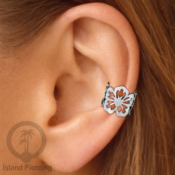 Steel Ear-cuffs waarna silver, anting perhiasan stainless jepitan telinga motif yang exlusif Island Piercing