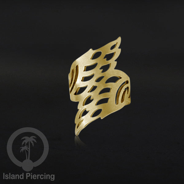 Steel Ear-cuffs warna gold, anting perhiasan stainless jepitan telinga motif yang hanya dapat di toko Island Piercing