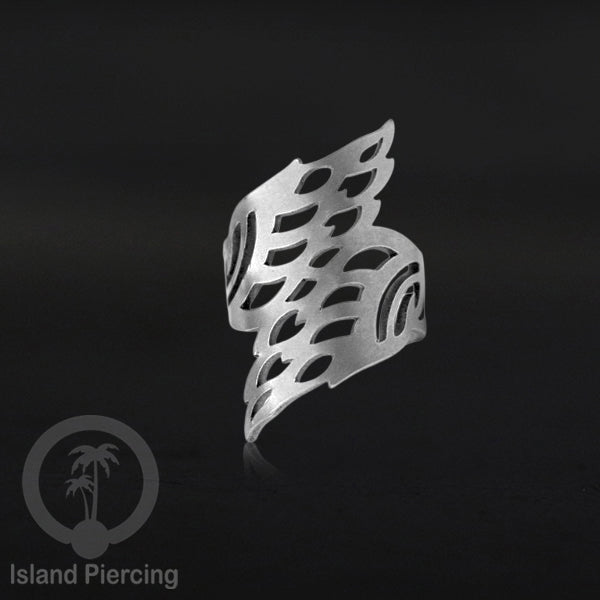 Steel Ear-cuffs warna silver, anting perhiasan stainless jepitan telinga motif yang hanya dapat di toko Island Piercing