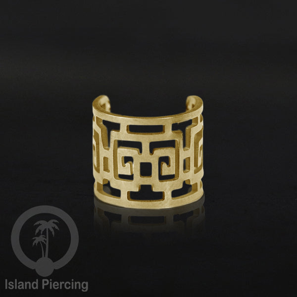 Steel Ear-cuffs warna gold, anting perhiasan stainless jepitan telinga motif yang hanya dapat di toko Island Piercing
