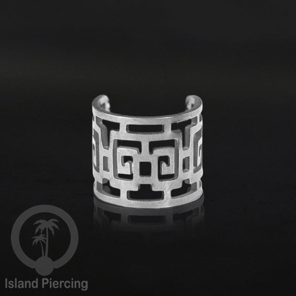 Steel Ear-cuffs warna silver, anting perhiasan stainless jepitan telinga motif yang hanya dapat di toko Island Piercing