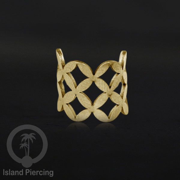 Steel Ear-cuffs warna gold, anting perhiasan stainless jepitan telinga motif yang hanya dapat di toko Island Piercing