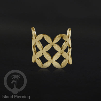 Steel Ear-cuffs warna gold, anting perhiasan stainless jepitan telinga motif yang hanya dapat di toko Island Piercing
