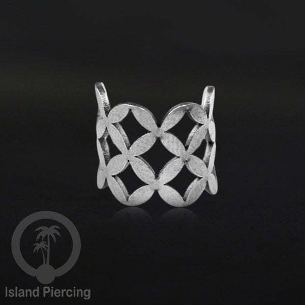 Steel Ear-cuffs warna silver, anting perhiasan stainless jepitan telinga motif yang hanya dapat di toko Island Piercing