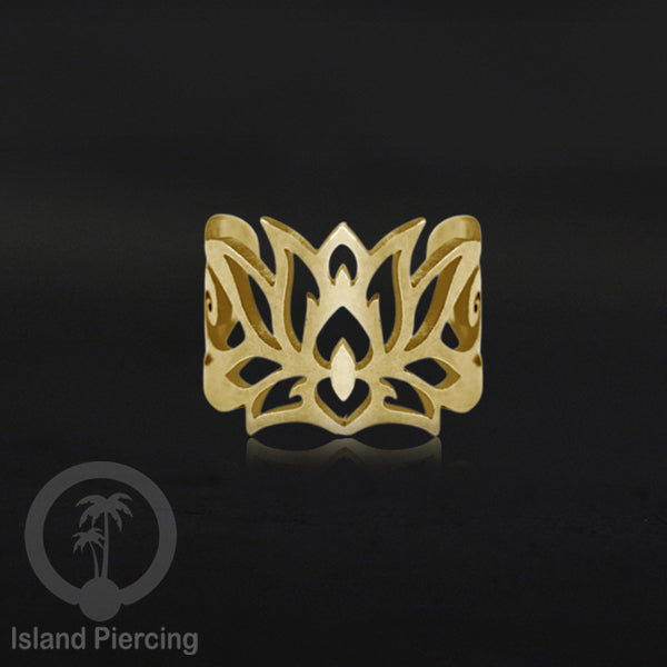 Steel Ear-cuffs warna gold, anting perhiasan stainless jepitan telinga motif yang hanya dapat di toko Island Piercing