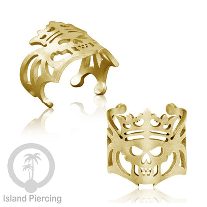 Steel Ear-cuffs warna gold, anting perhiasan stainless jepitan telinga motif yang hanya dapat di toko Island Piercing