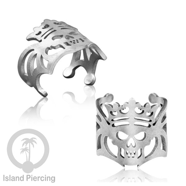Steel Ear-cuffs warna silver, anting perhiasan stainless jepitan telinga motif yang hanya dapat di toko Island Piercing