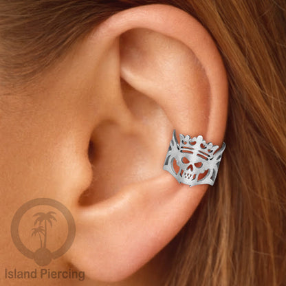 Steel Ear-cuffs warna silver, anting perhiasan stainless jepitan telinga motif yang hanya dapat di toko Island Piercing
