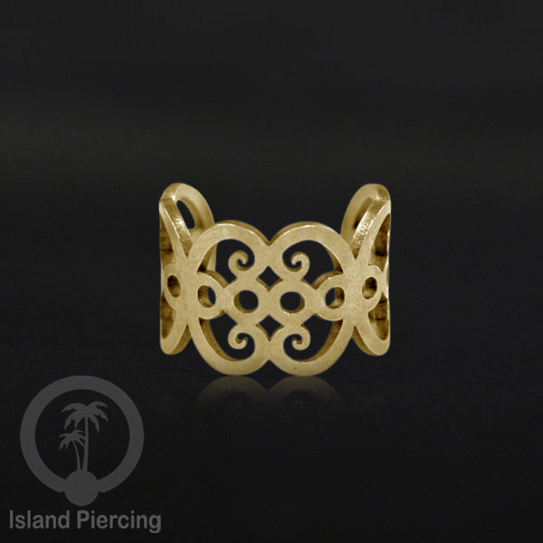 Steel Ear Cuffs, Anting Perhiasan Stainless warna gold Jepitan telinga motif unik dan menarik