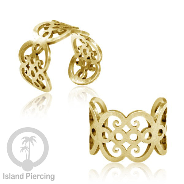 Steel Ear Cuffs, Anting Perhiasan Stainless warna gold Jepitan telinga motif unik dan menarik