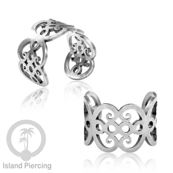 Steel Ear Cuffs, Anting Perhiasan Stainless warna silver Jepitan telinga motif unik dan menarik