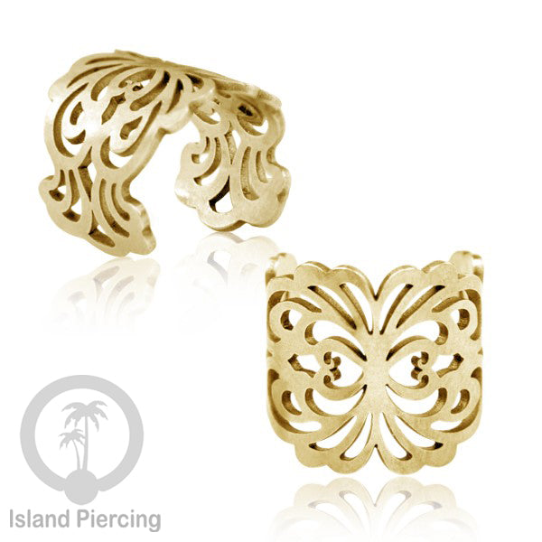 Steel Ear Cuffs, Anting Perhiasan Stainless warna gold Jepitan telinga motif unik dan menarik