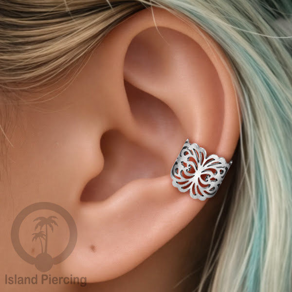 Steel Ear Cuffs, Anting Perhiasan Stainless warna silver Jepitan telinga motif unik dan menarik
