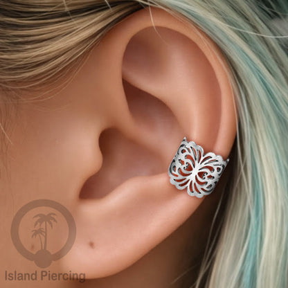 Steel Ear Cuffs, Anting Perhiasan Stainless warna silver Jepitan telinga motif unik dan menarik