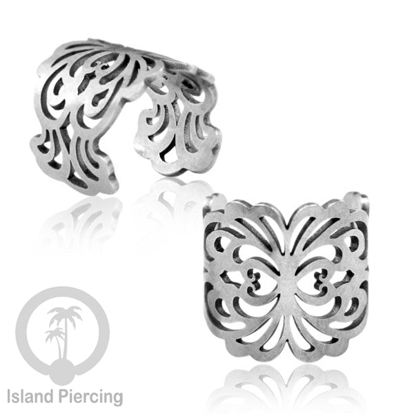 Steel Ear Cuffs, Anting Perhiasan Stainless warna silver Jepitan telinga motif unik dan menarik