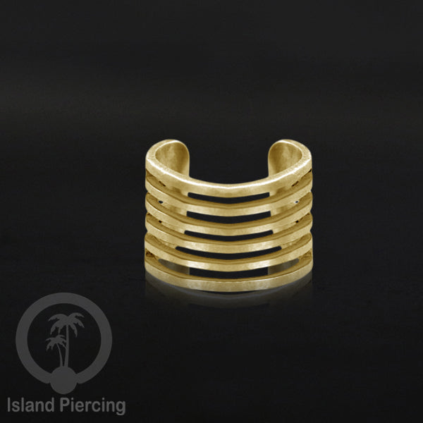 Steel Ear Cuffs, Anting Perhiasan Stainless warna gold Jepitan telinga motif unik dan menarik