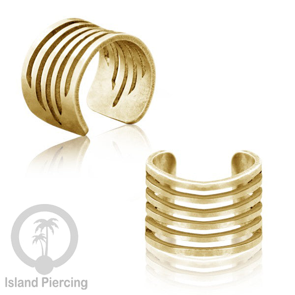 Steel Ear Cuffs, Anting Perhiasan Stainless warna gold Jepitan telinga motif unik dan menarik