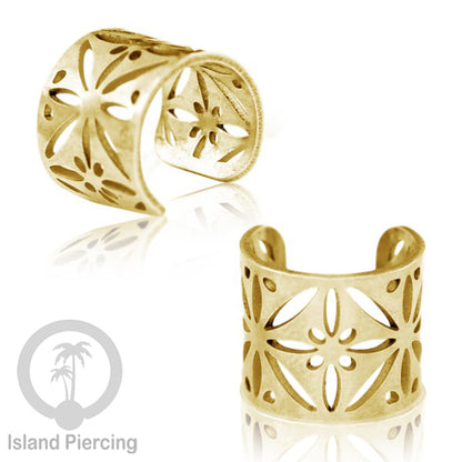 Steel Ear Cuffs, Anting Perhiasan Stainless warna gold Jepitan telinga motif unik dan menarik