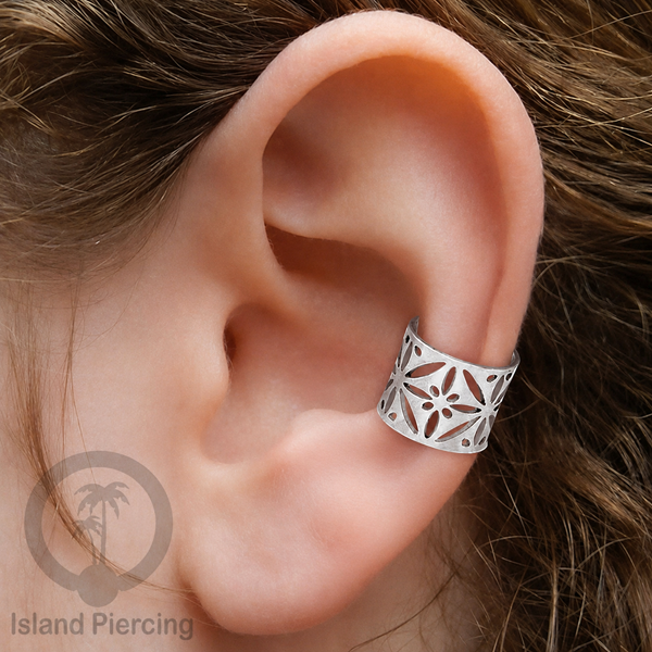 Steel Ear Cuffs, Anting Perhiasan Stainless warna silver Jepitan telinga motif unik dan menarik