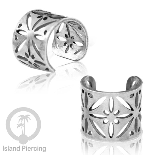 Steel Ear Cuffs, Anting Perhiasan Stainless warna silver Jepitan telinga motif unik dan menarik