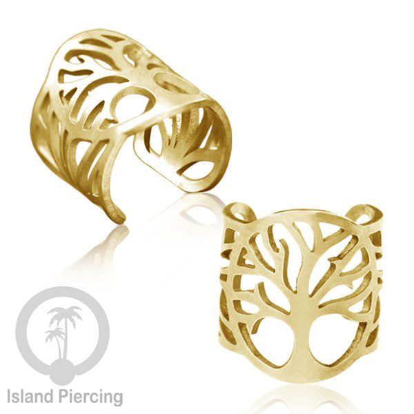 Anting Perhiasan Jepitan telinga Stainless warna gold Ear Cuff Earrings desain Island Piercing