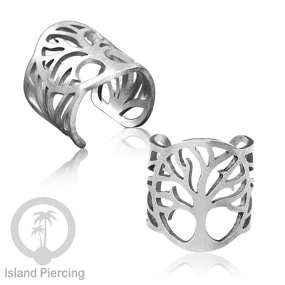Anting Perhiasan Jepitan telinga Stainless warna silver Ear Cuff Earrings desain Island Piercing
