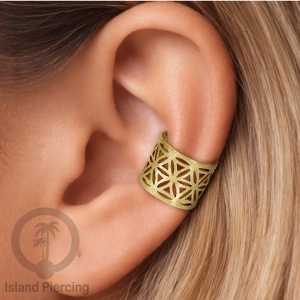 Anting Perhiasan Jepitan telinga Stainless warna gold Ear Cuff Earrings desain Island Piercing